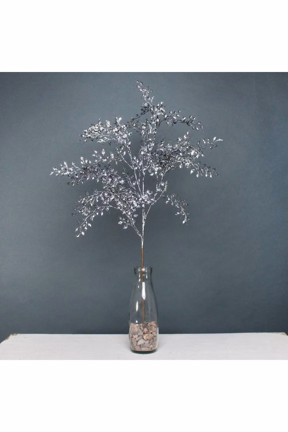 KDMD Silver Pewter Glitter Mini Leaf Spray, 3 Pack – 2