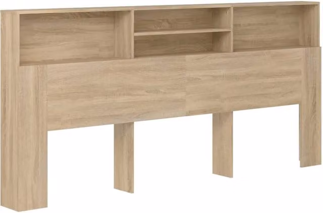 Berkfield Home Headboard Cabinet in Sonoma Oak and Beige, W: 220 cm, D: 19 cm, H: 103.5 cm – 1