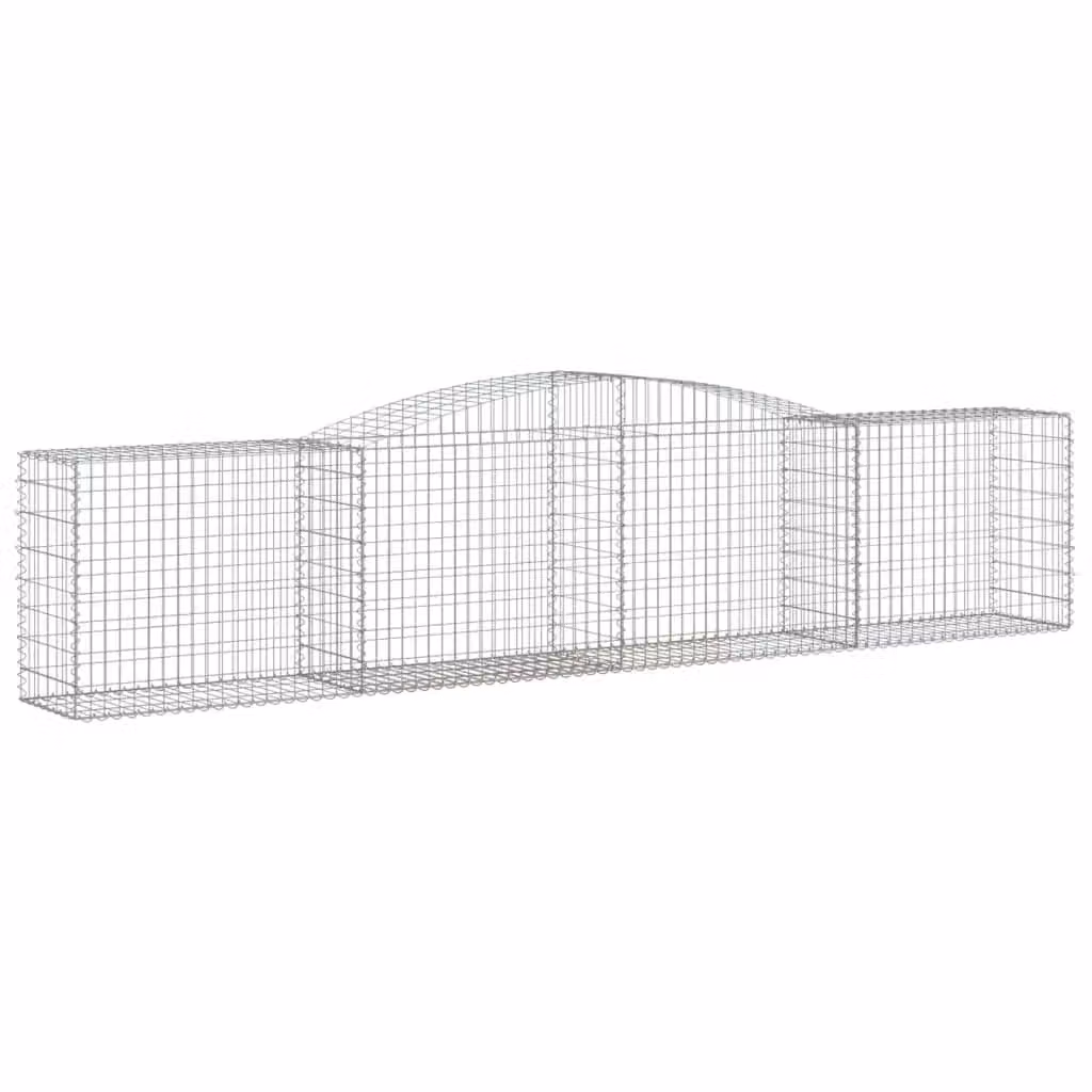 Berkfield Home Arched Gabion Basket in Silver Galvanised Steel, W: 400 cm, D: 50 cm, H: 80-100 cm – 2