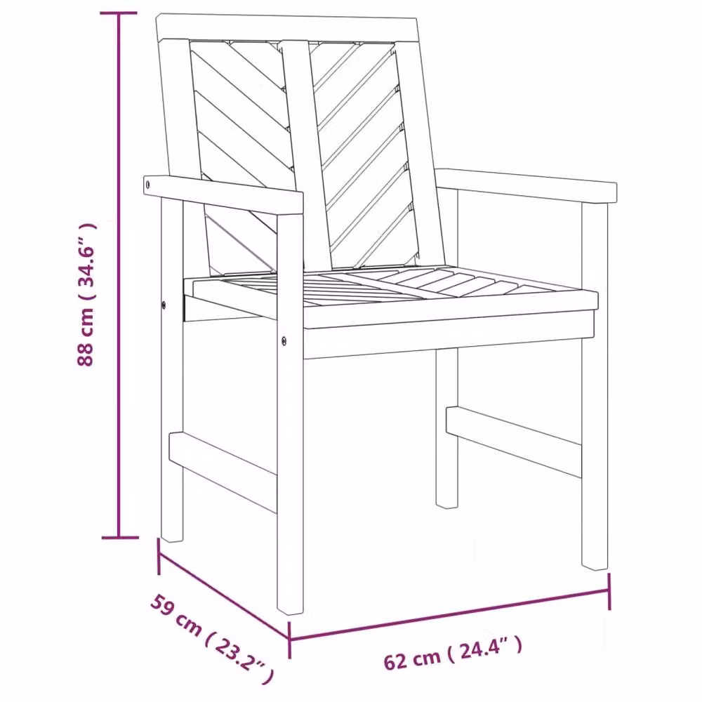 Berkfield Home Beautiful Set of 2 Brown Acacia Wood Garden Dining Chairs – 4