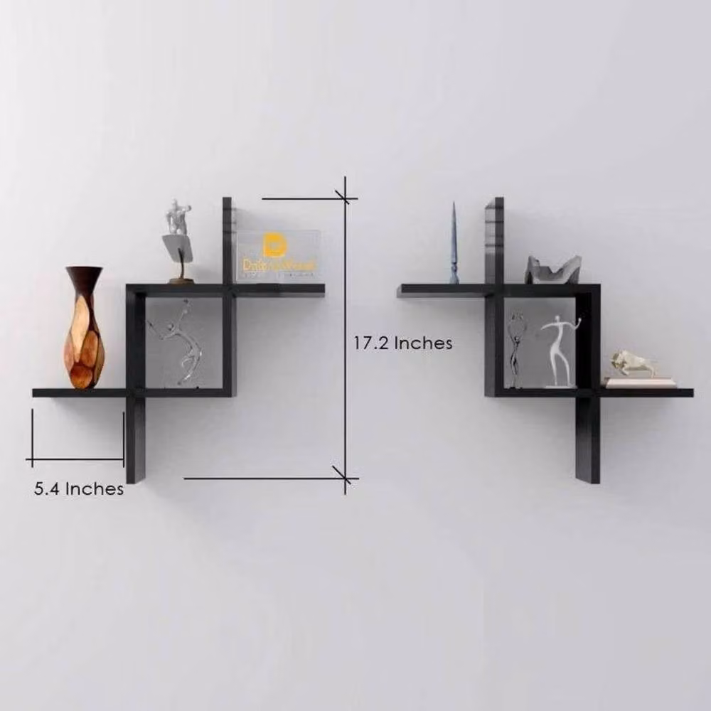 SPETLEK Modern Matt Black Metal Wall Mounted Shelves – 3