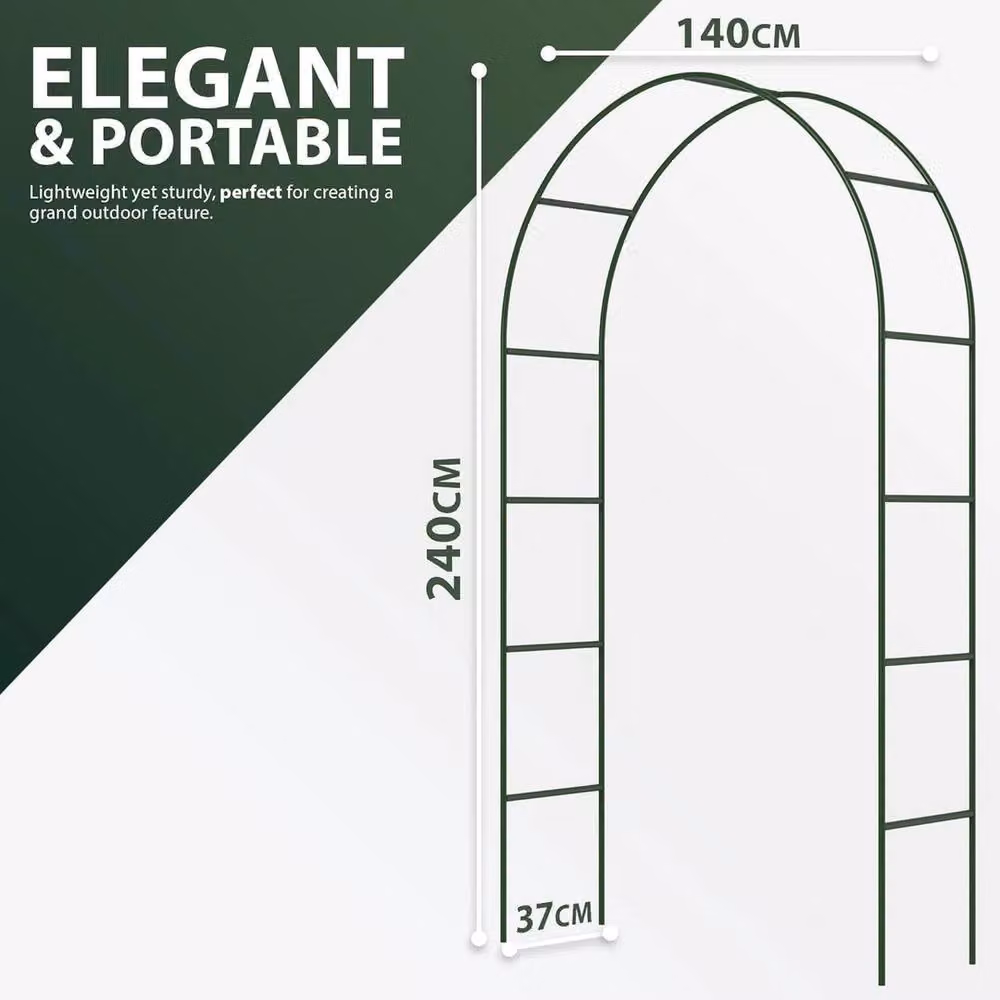 FLAVORA Heavy Duty Steel Tubular Rose Climbing Plant Archway in Green, H 240 cm x W 140 cm – 2