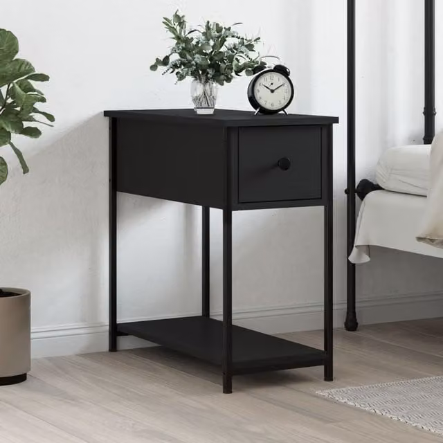 Berkfield Home Black Modern Bedside Cabinet W/D/H: 30 x 60 x 60 cm