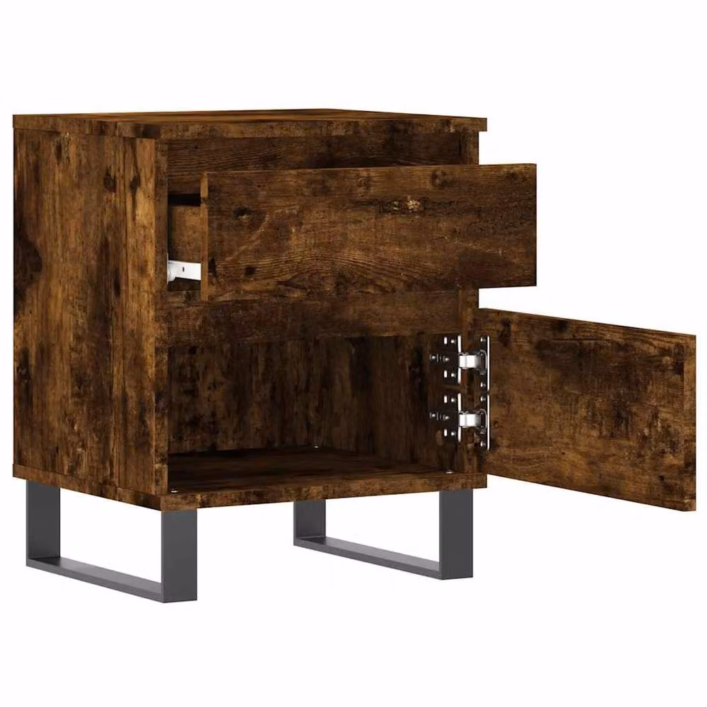 Berkfield Home Modern Bedside Cabinet in Smoked Oak Brown, W/D/H: 40 x 35 x 50 cm – 5