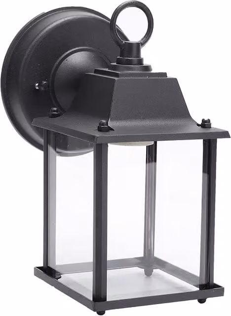 Living Star Retro Black Metal and Glass Outdoor Garden Wall Lantern