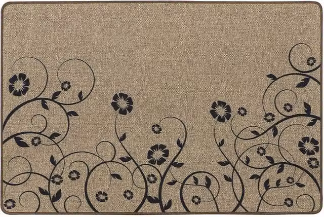 JVL Elegance Floral Machine Washable Indoor Doormat, Beige, W: 50 cm, D: 75 cm – 1