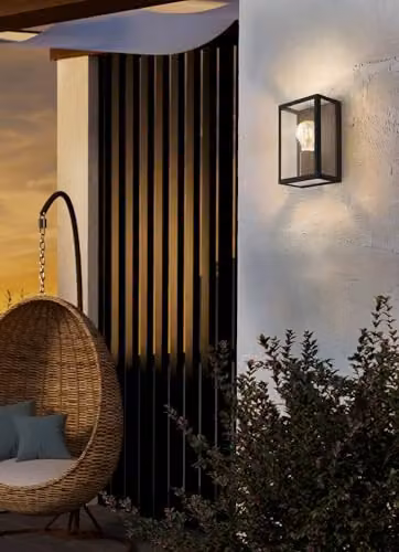 Eglo Alamonte 1 Industrial Black Metal and Glass IP44 Outdoor Wall Light – 2