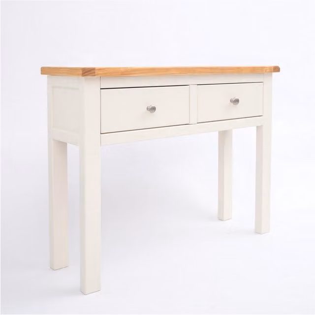 Cabinet Bits Maggiori Off-White 2 Drawer Console Table with Satin Chrome Knob