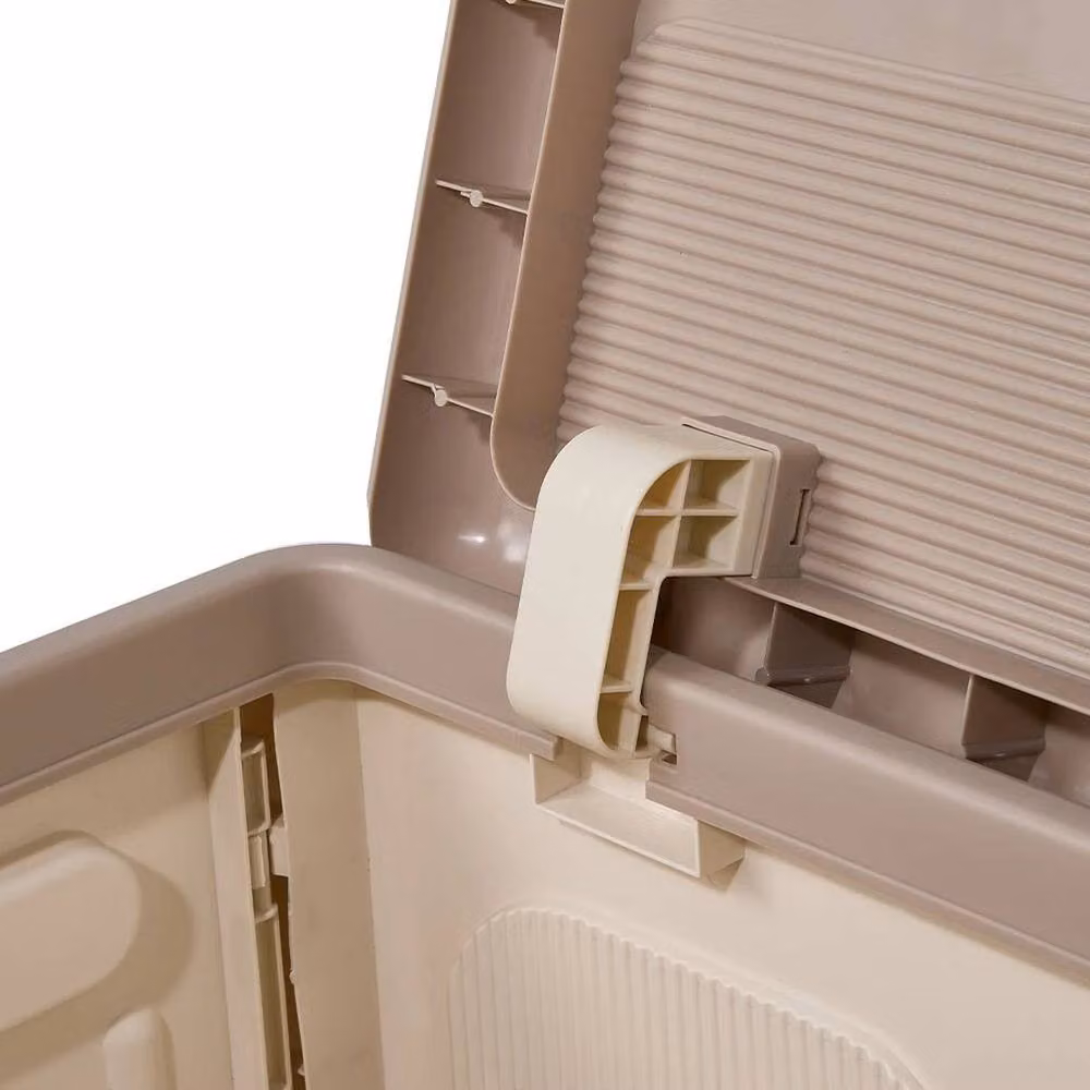 NESTLUNE Large 160L Foldable Plastic Clothes Storage Box with Lid and Wheels, Beige – 4
