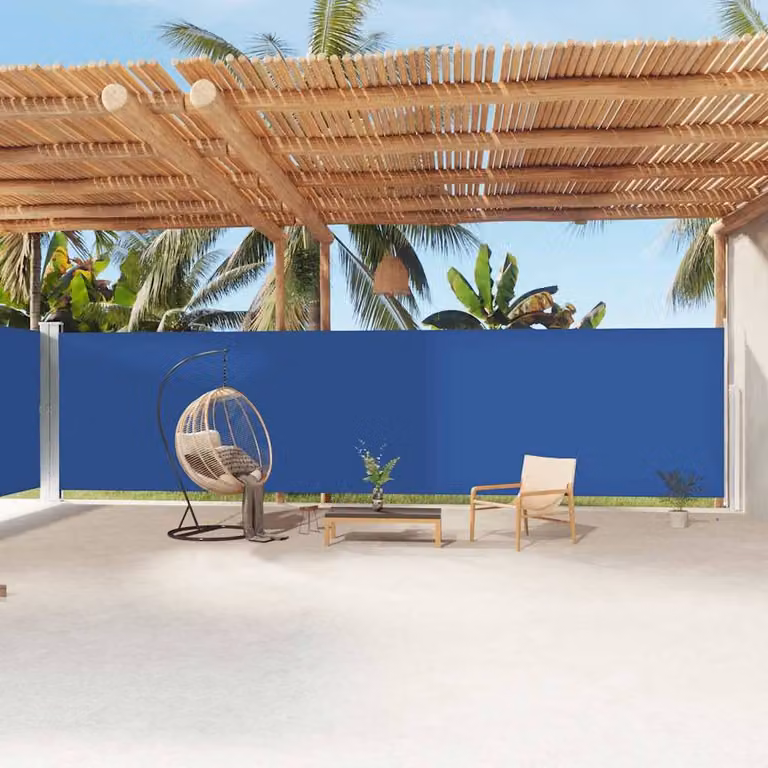 Berkfield Home Retractable Side Awning in Blue, W/H: 1200 x 200 cm