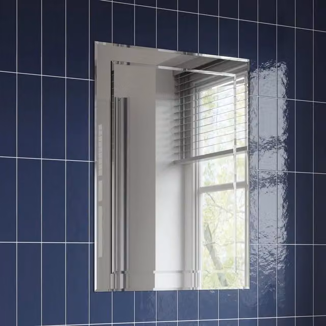 Bathwell Specto Rectangular Frameless Wall Mirror in Silver