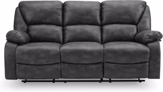 TGC George Black Faux Leather 3 Seater Manual Recliner Sofa