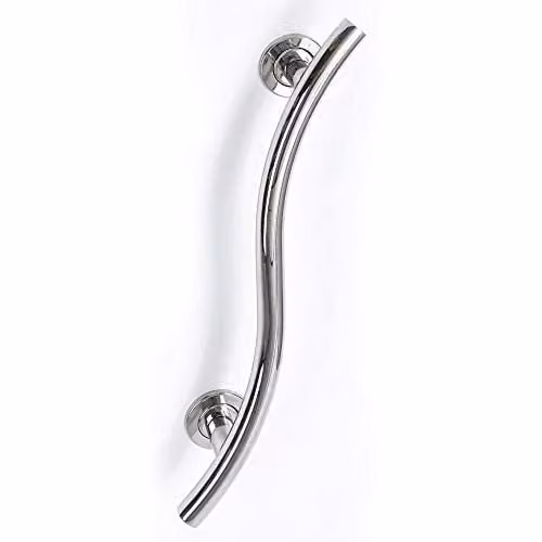 NRS SPA Stainless Steel Curved Grab Rail in Silver, W: 65 cm, H: 62 cm, D: 10 cm