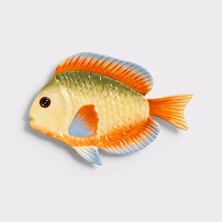 &Klevering Fish Rainbow Ceramic Dinner Plate, Multicolour