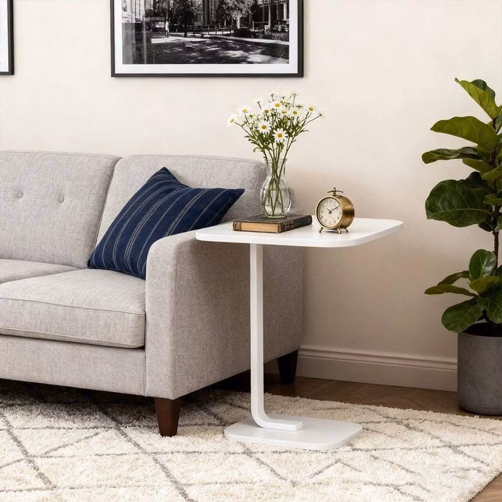 SPETLEK C-Shaped Compact Sofa Side Table in White – 5