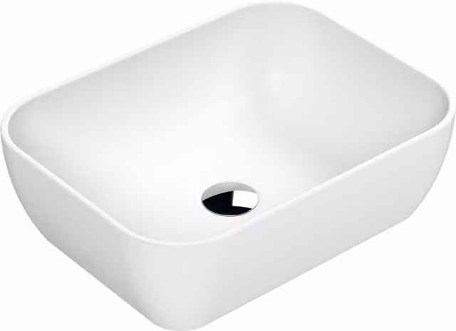Balterley Ceramic Soft Square Countertop Bathroom Basin, Matt White, W: 45.5 cm, D: 32.5 cm, H: 13.5 cm