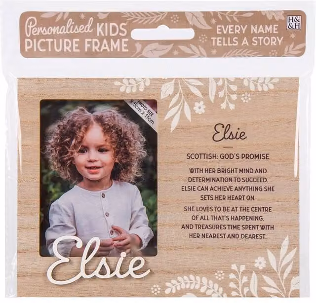 History & Heraldry Elsie Pre-personalised Child's Floral Picture Frame, Brown, W/H: 11 x 8.5 cm