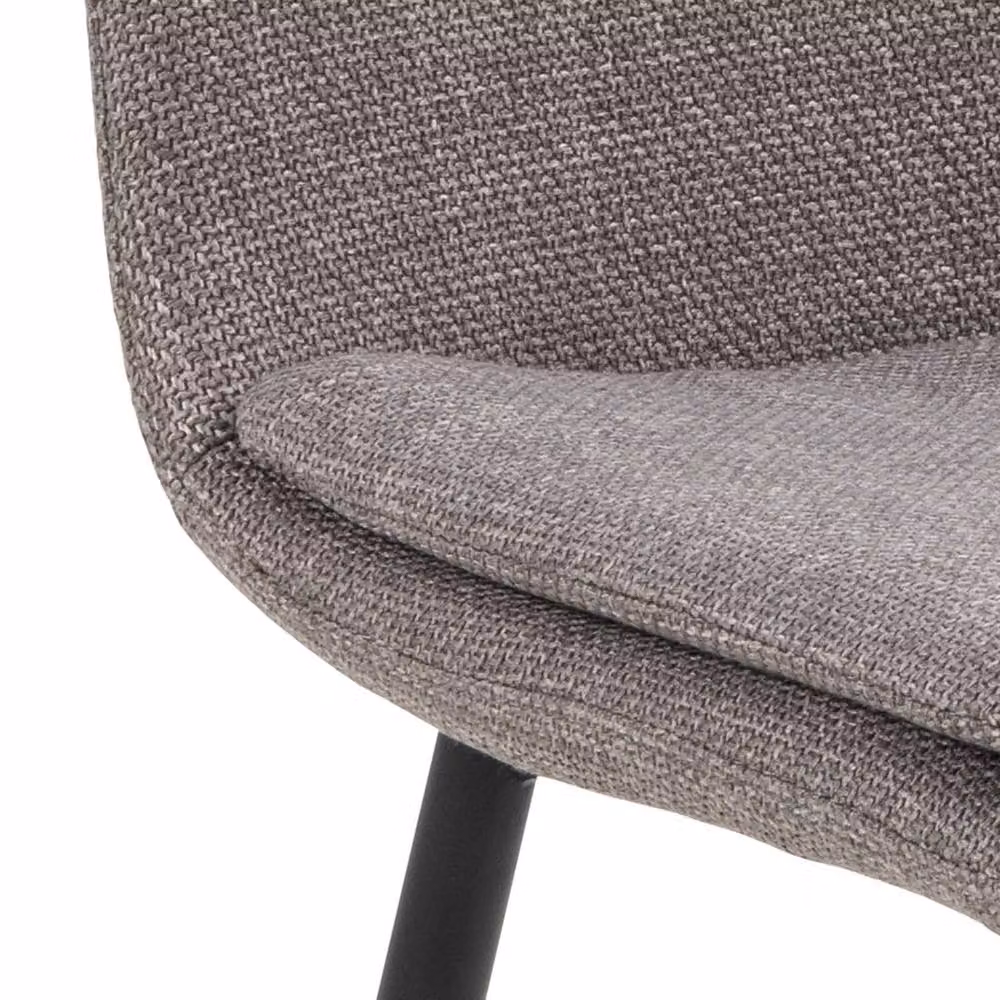 Wyld Haus Set of 4 Mosslight Grey Fabric Upholstered Dining Chairs with Black Metal Frame – 3
