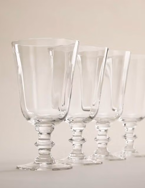 M&S Set of 4 Transparent Optic Wine Glasses