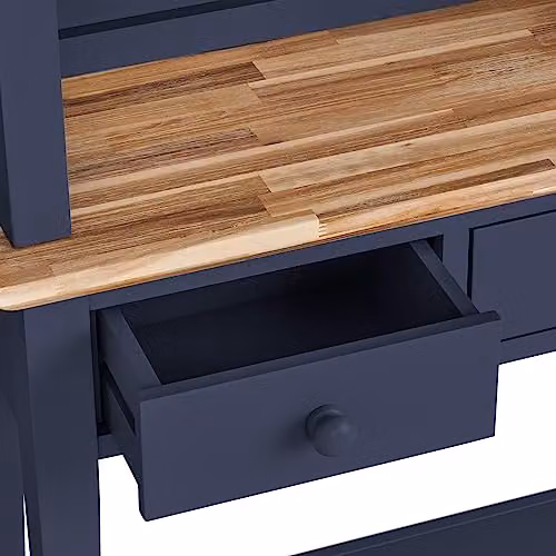 Statement Furniture Florence Navy Blue Console Table and Hutch with Acacia Tops, H 191.0 x W 143.0 x D 32.5 cm – 3