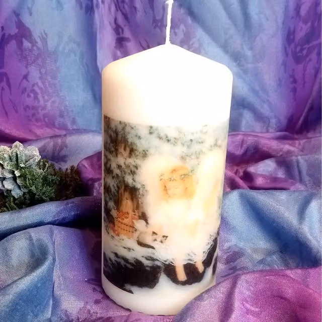 Viki Christmas Pillar Candle Angel in White