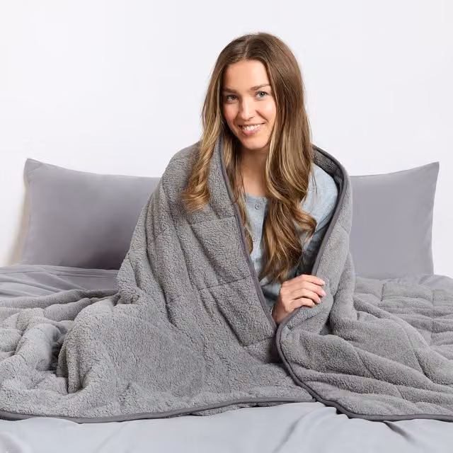 OHS Sensory Teddy Fleece Weighted Blanket, 10kg, Charcoal Grey