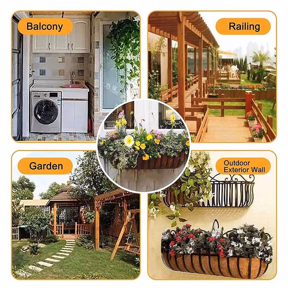 SPETLEK Brown Trough Wall Basket Planter with Preformed Coconut Fiber Liner, Width: 121.92 cm – 3