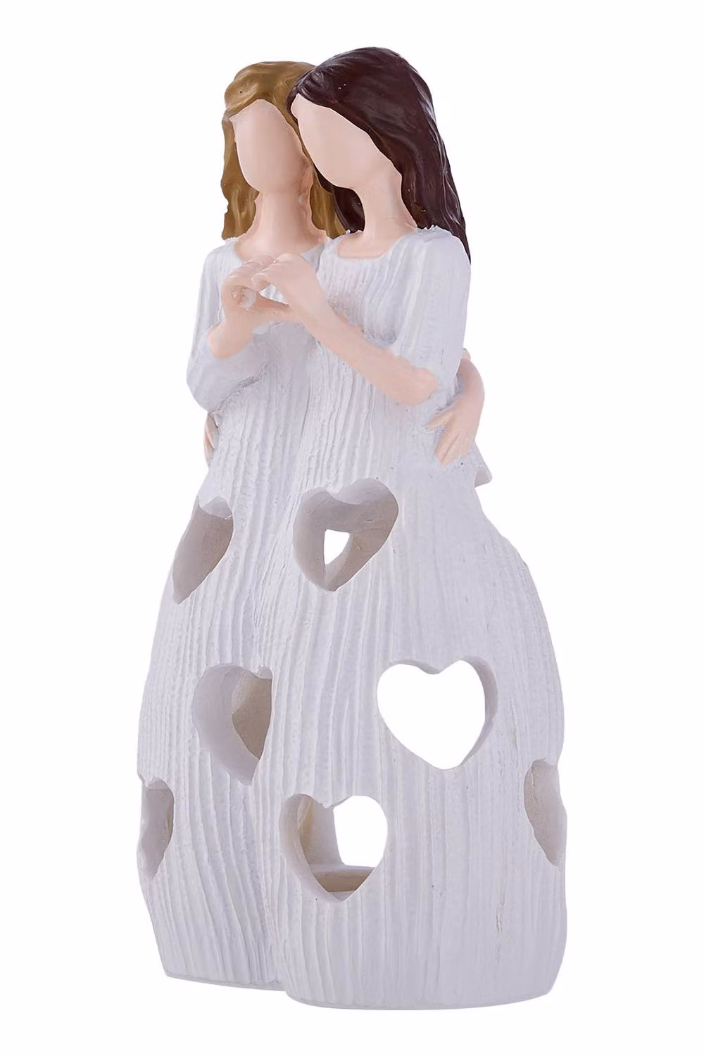 Living and Home White Organic Resin Figurine Tabletop Candle Holder for LED Tealights – 2