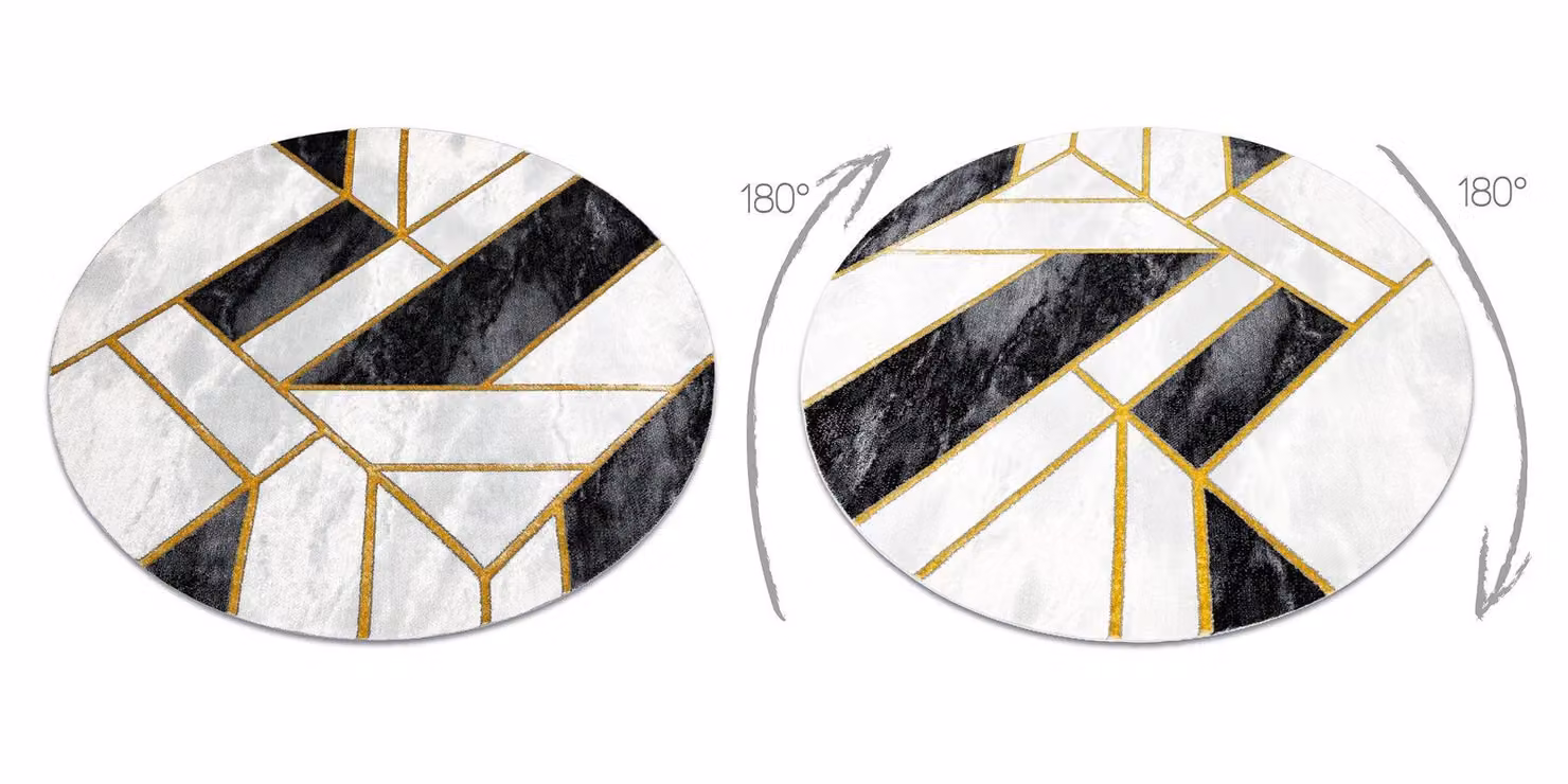 RugsX Emerald Round Geometric Rug in Black, Diameter: 120 cm – 2