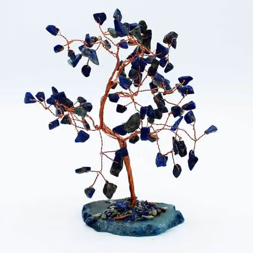 KDMD Large Sodalite Gemstone Bonsai Tree with Blue Agate Base (100 Stones) – 2