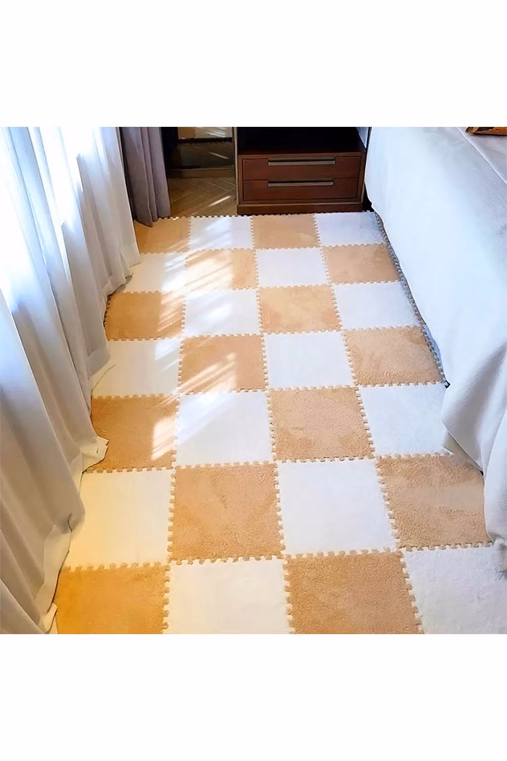Living and Home 12-Piece Interlocking Plush EVA Floor Tiles in Beige – 2
