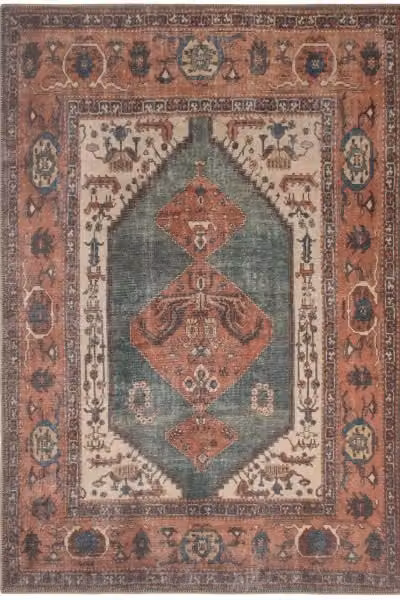 Kukoon Beige and Fawn Distressed Abstract Vintage Rug, Non-Slip and Washable, W: 240 cm, D: 330 cm