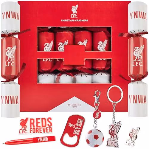 Get Trend Liverpool FC Luxury Christmas Crackers, Pack of 6, Red and Multicolour