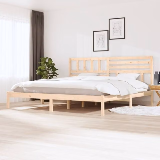 Berkfield Home Super King Size Solid Wood Pine Bed Frame in Brown, W/D/H: 180 x 200 cm