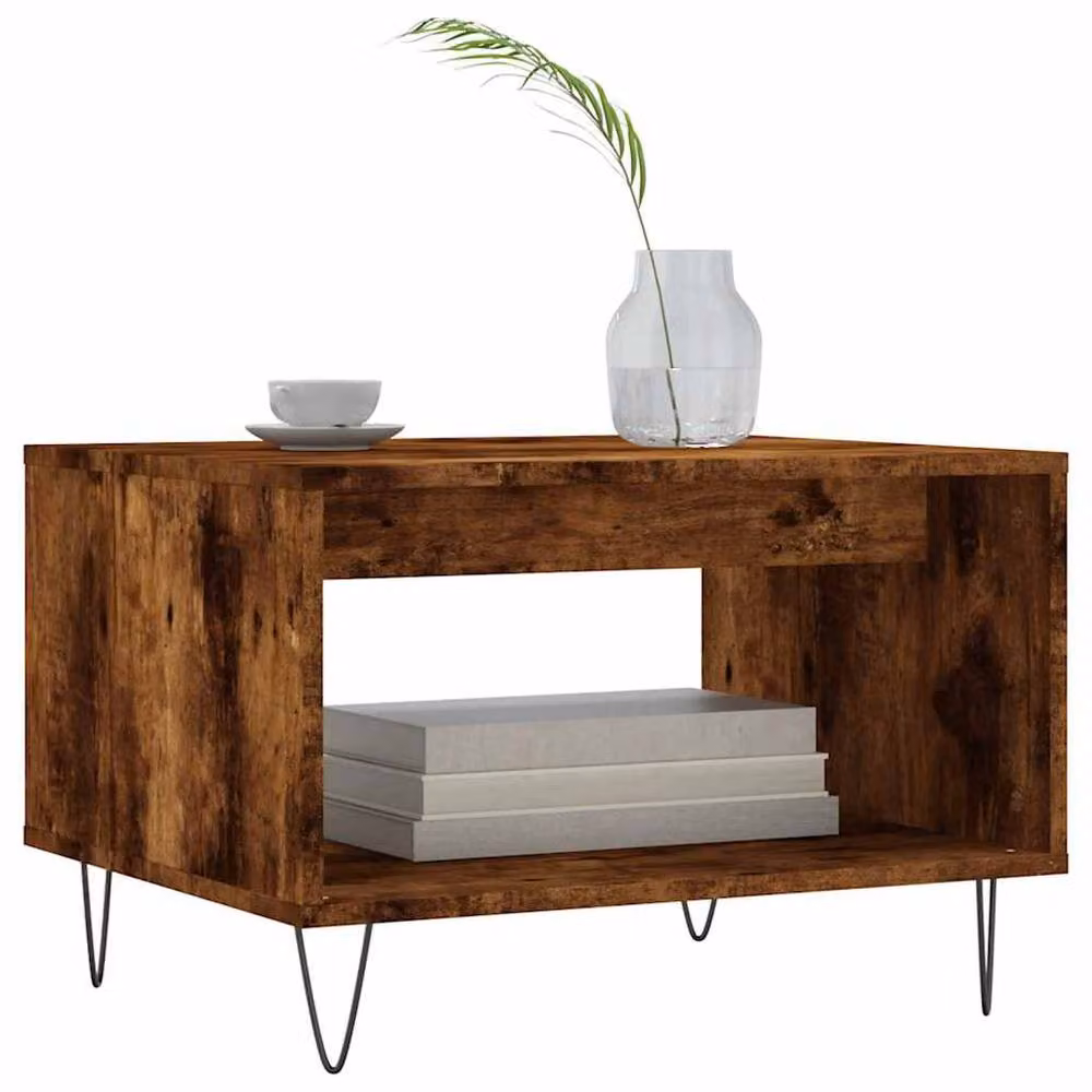 Berkfield Home Smoked Oak Coffee Table in Brown, W: 60 cm, D: 50 cm, H: 40 cm – 3