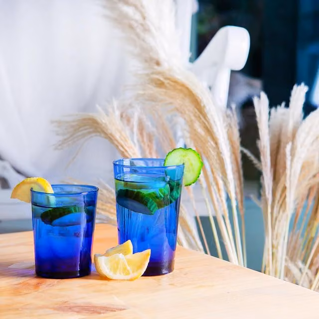 Nicola Spring MA 12-Piece Recycled Glass Tumbler Set in Blue and Green