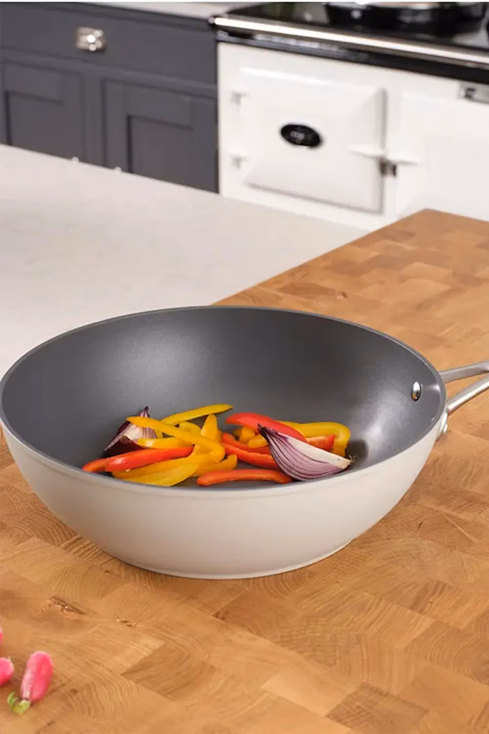 Laura Ashley Forged Aluminium Non-stick Wok, 30 cm, Dark Dove Grey – 2
