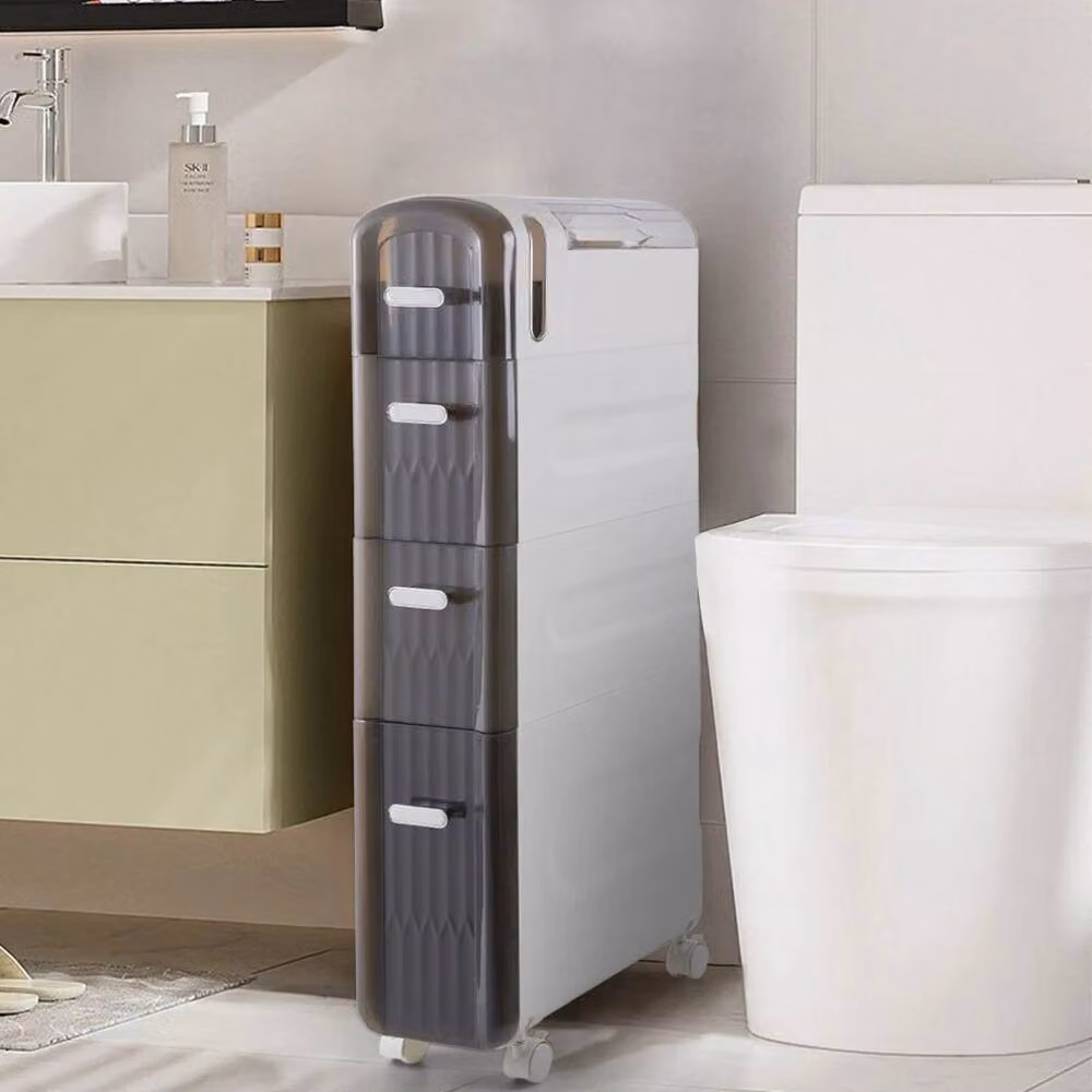 FLAVORA 4 Tier Movable Bathroom and Kitchen Storage Cabinet, Black – 3