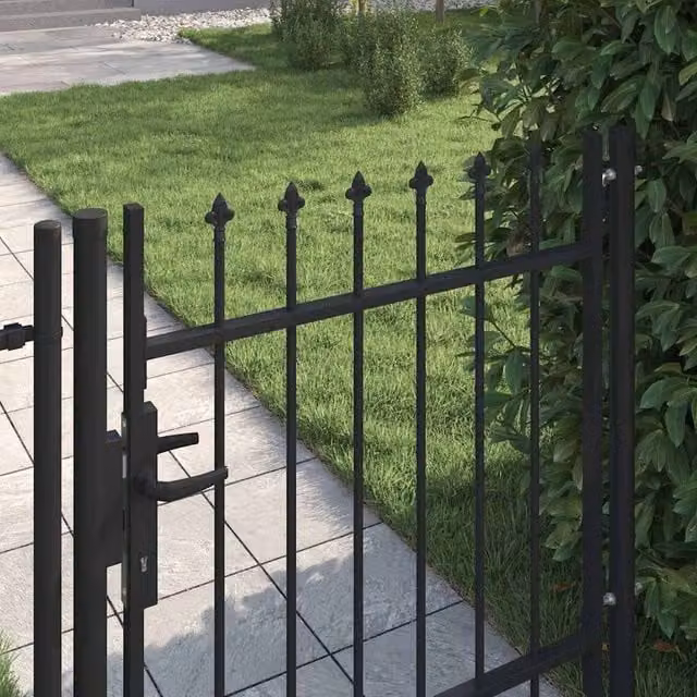 Berkfield Home Durable Steel Single Door Fence Gate with Spike Top, Black, W: 100 cm, H: 150 cm