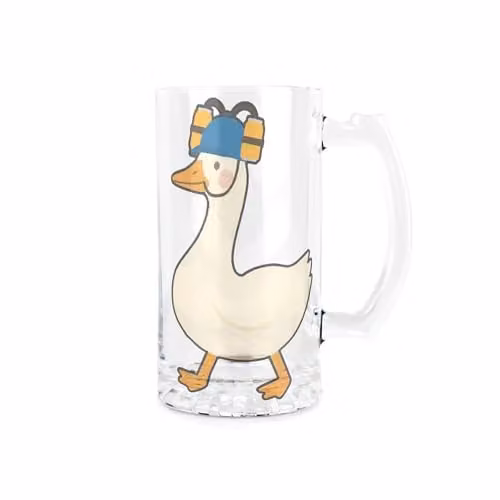 Purely Home Silly Goose Glass Juice Stein, Black and Transparent, 450ml