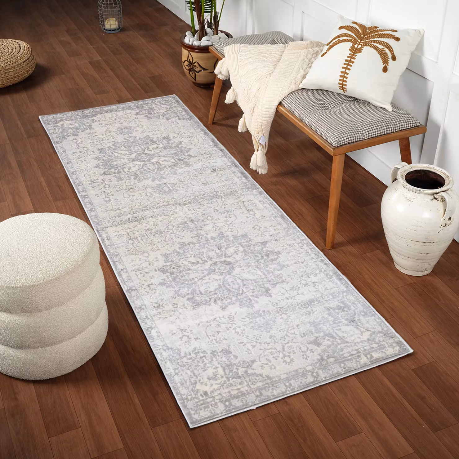 Livabliss Monaco Vintage Boho Rug in Grey, Ivory and Cream, W: 160 cm, D: 220 cm – 4