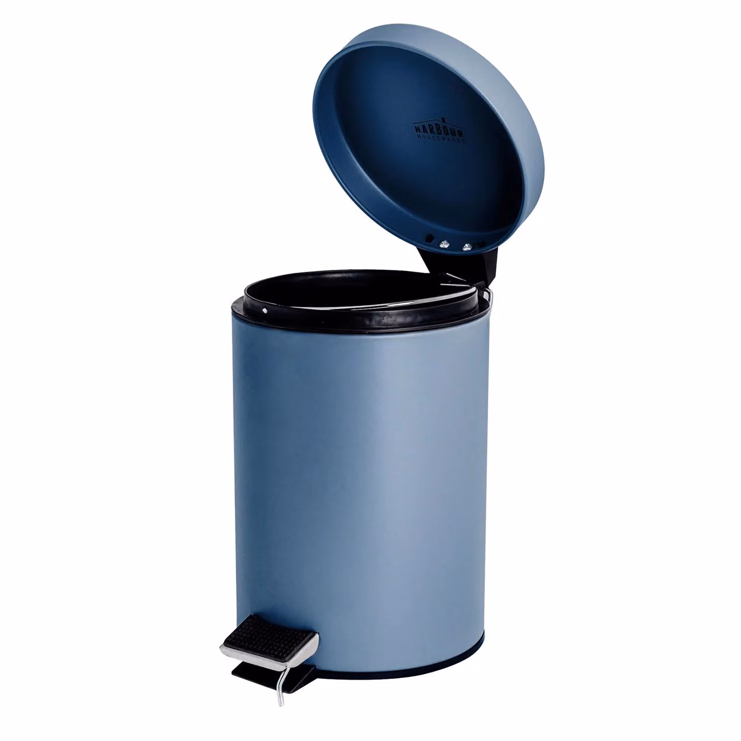 Harbour Housewares 3L Round Stainless Steel Pedal Bin and Toilet Brush Set in Blue – 4