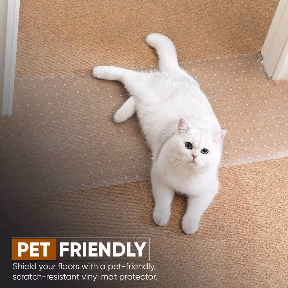 PAWNORA Heavy Duty Clear Vinyl Carpet Protector Mat, Transparent, W: 100 cm x D: 100 cm – 4