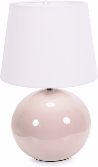 Bosco Stone Table Lamp with White Fabric Tapered Shade and Ceramic Base