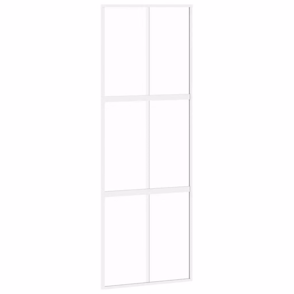 Berkfield Home Minimalist Sliding Door in White with Black Aluminium and Transparent Tempered Glass, W: 76 cm, H: 205 cm – 2