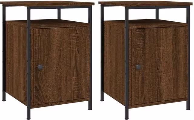 Berkfield Home Set of 2 Bedside Cabinets in Brown Oak, W/D/H: 40 x 42 x 60 cm – 1
