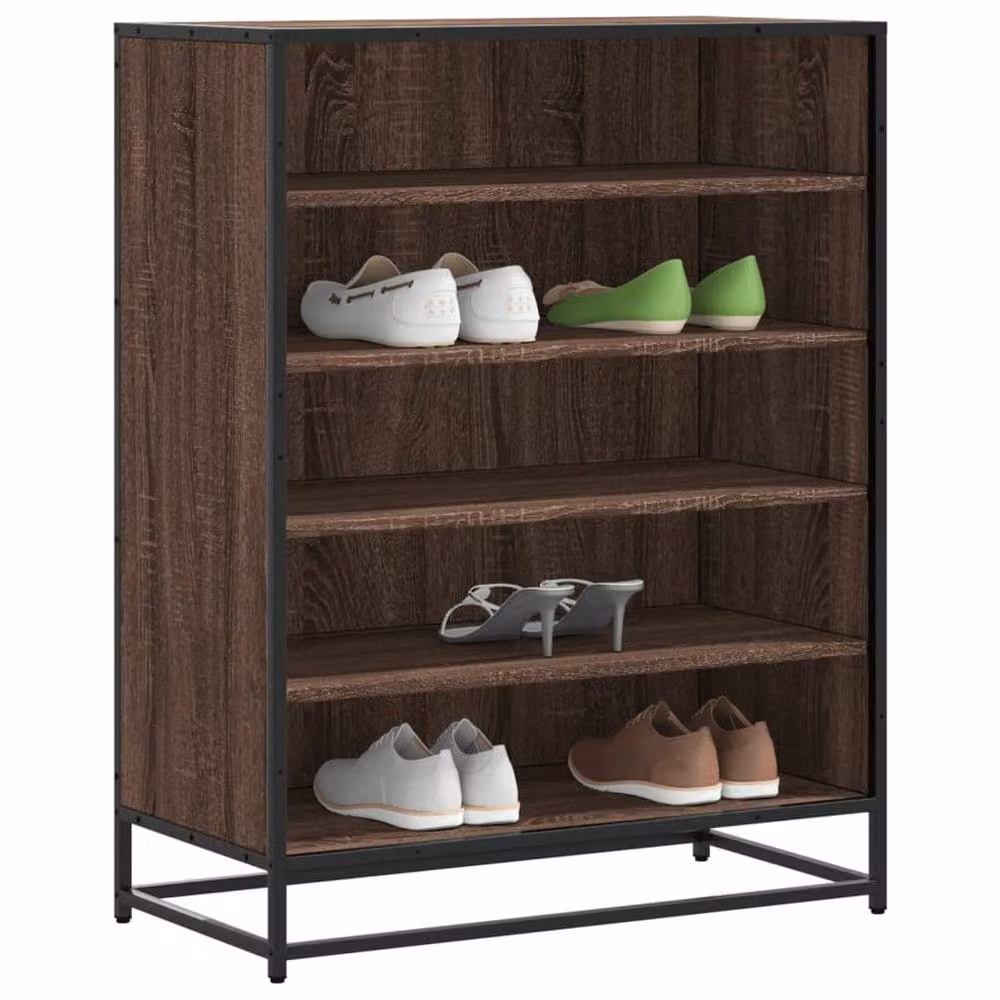Berkfield Home Brown Oak Shoe Cabinet with Metal Accents, W/D/H: 75 x 38 x 97.5 cm – 2