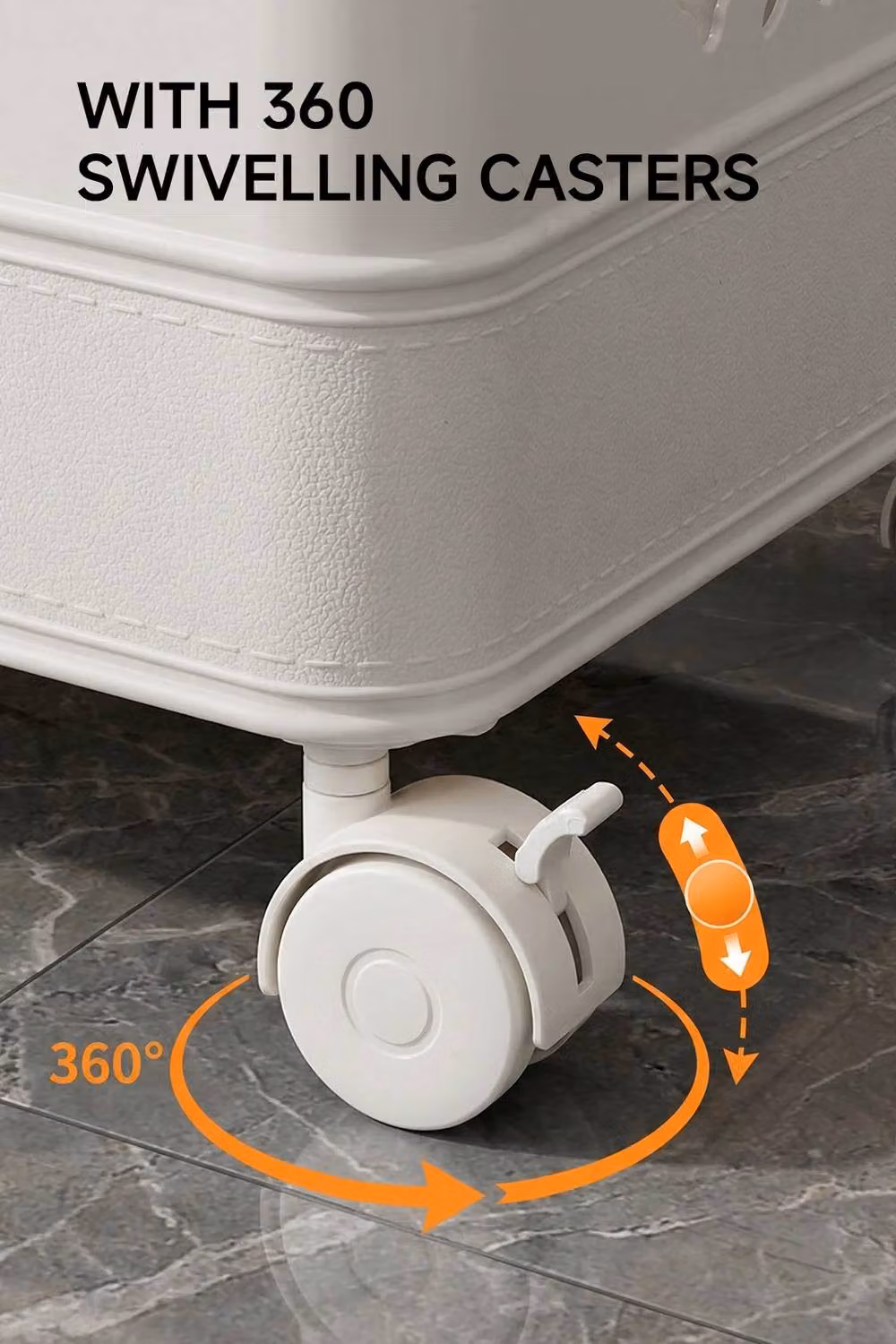 Living and Home Collapsible Plastic Laundry Basket with Wheels and Handles in White – 4