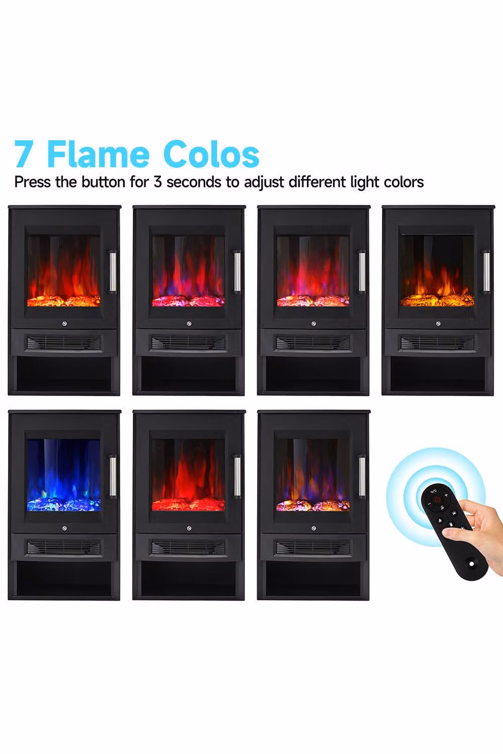 H&O Direct Freestanding Electric Fireplace with Remote Control, App Control and Smart Home Integration, Black – 3