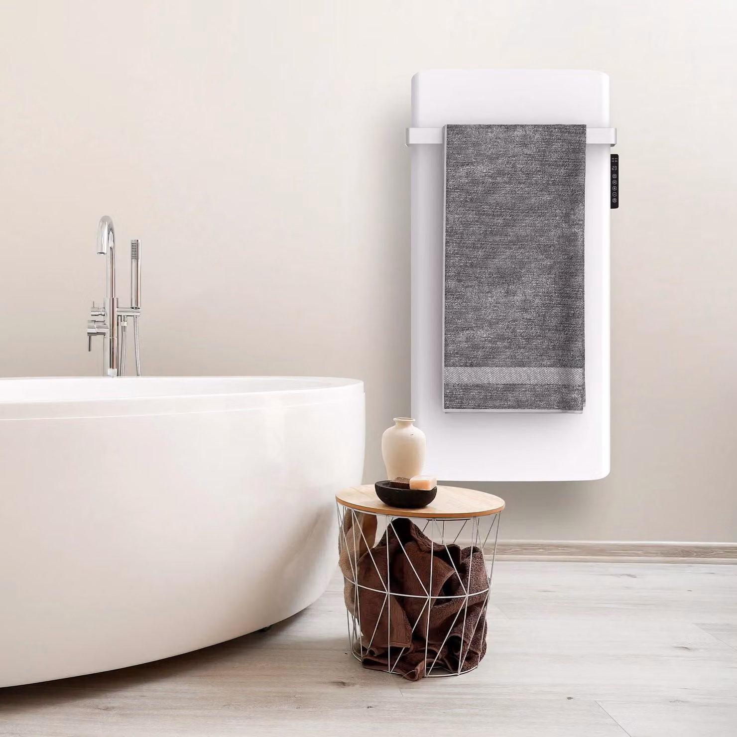 MYLEK 800W Infrared Vertical Panel Heater with 24/7 Timer and Removable Towel Rail in White – 2